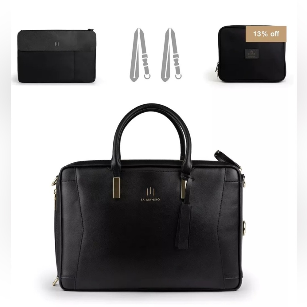 🆕 La Mansio One Half-Pack Modular Travel Bag Black Saffiano Leather Retail $567